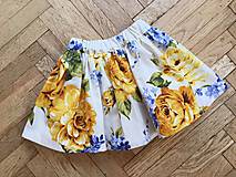 Detské oblečenie - detská sukňa s modro-žltými kvetmi - 11086052_