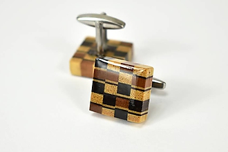 Pánske šperky - Manžetové gombíky drevené - exotické drevo, nerez, živica "End grain" - 11085599_