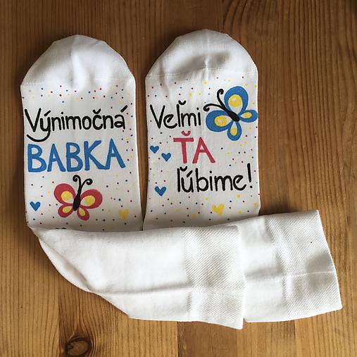 Maľované ponožky s nápisom : "Super MAMA/MAMKA/ ešte lepšia BABIČKA" (sada)