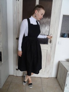 Sukne - Ľanová sukňa na traky - 11085027_