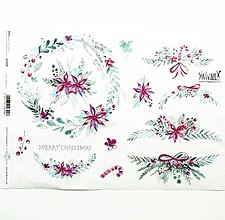 Papier - Ryžový papier na decoupage - A4 - R1478 - Vianoce, veniec - 11090613_