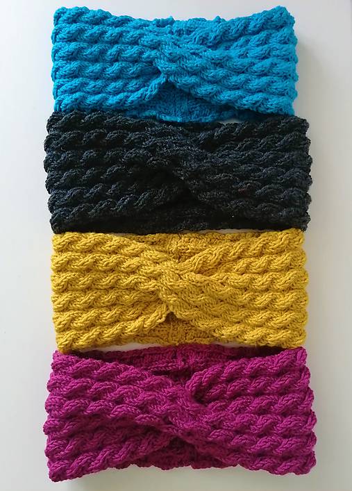 Čiapky, čelenky, klobúky - Čelenka osmičková- 100 % merino vlna - 11091720_