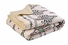 Úžitkový textil - Deka z ovčej vlny biely vzor - 11092370_