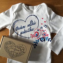 Detské oblečenie - Maľované tričko pre budúcu sestričku (Folk na body) - 11092534_
