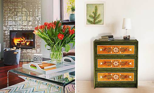 Ručne maľovaná komoda "Tradičná" (rôzne veľkosti) (V: 70cm Š: 62cm H: 30cm)