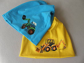 Detské čiapky - Prechodná čiapka s traktorom (Žltá) - 11095497_
