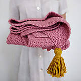  - Ružová deka so zlatým strapcom +darček - 11096398_