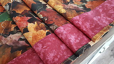 Úžitkový textil - Jesenný obrus -stredový (Jesenné listy bordová kombinácia) - 11099671_