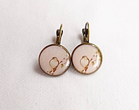 Náušnice - Živicové náušnice 1,4 cm - Vtáčiky (starobronz) - 11100779_