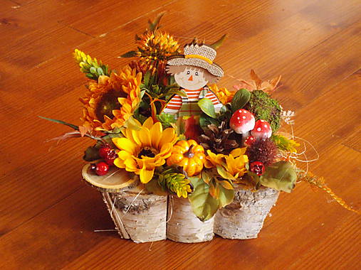 - Jesenná dekorácia so strašiakom v dreve - 11098765_