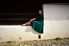 Šaty - APRIL smaragdově zelené, zavinovací šaty/cardigan - 11104882_