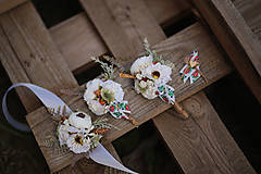 Svadobné pierka - Folk svadobné pierka pre otcov a družbov - BIELA verzia - 11104545_