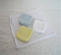 Úžitkový textil - Kozmetické tampóny - štvorec (Jemná modro-žltá) - 11102875_
