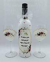 Nádoby - Fľaša svadobná + poháre - 11103319_