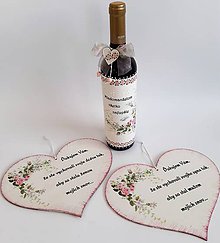 Tabuľky - Fľaša svadobná so srdiečkami - 11103131_