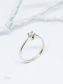 Prstene - 585/1000 zlatý prsteň zásnubný s prírodným diamantom 3,4mm (biele zlato) - 11106578_