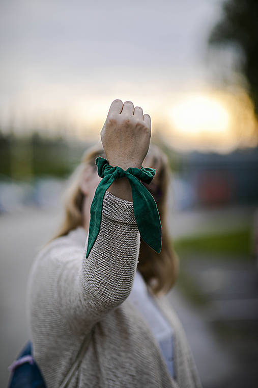  - Scrunchie - gumka zelený Zajko - 11106254_