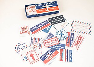 Papier - Vintage nálepky - veľký set  (VINTAGE air mail) - 11105577_