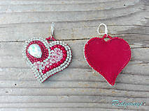 Náušnice - Heart collection...vyšívané (Red/Crystal) - 11112658_