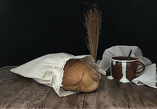 Úžitkový textil - Vrecúško na chlieb z ručne tkaného plátna - 11112298_
