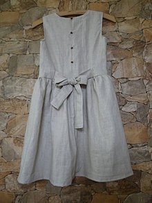 Detské oblečenie - Ľanové dievčenské šaty - 11110049_