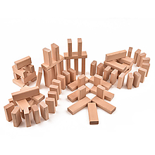 Hračky - Drevená stavebnica - veľké a malé dosky - 71 ks (+ vrecúško) - 11114972_