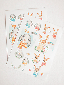 Papier - Hárok nálepiek "cute" (Bunny) - 11116867_