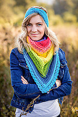 Šatky - Dúhová šatka a čelenka - 11114466_