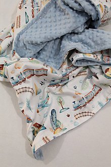Detský textil - Minky deka Vláčiky,  viac farieb na výber, 100x70cm - 11118201_