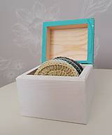 Úžitkový textil - Háčkované odličovacie tampóny v krabičke (tyrkysová) - 11120490_