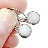 Náušnice - White Jade Stainless Steel Earrings / Visiace náušnice s bielym jadeitom (chirurgická oceľ) /N0014 - 11120054_
