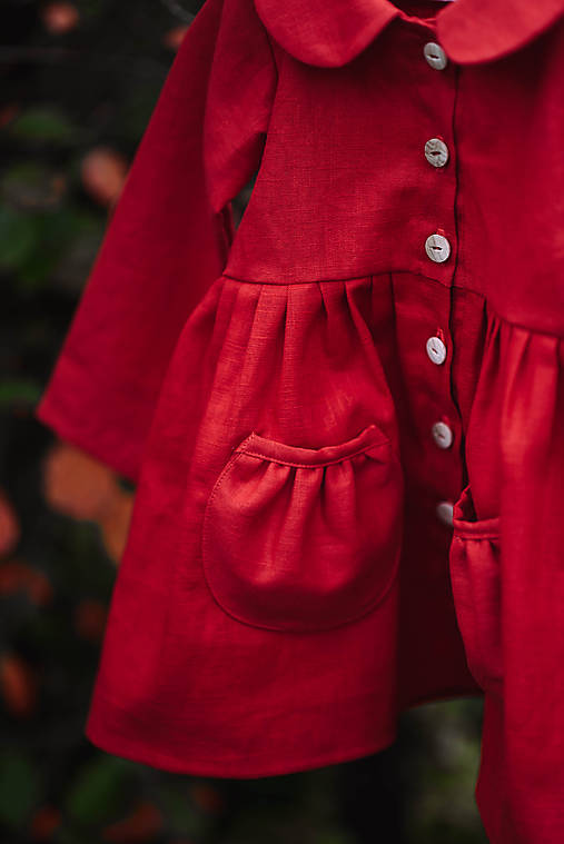 Detský ľanový kabátik (Červená)