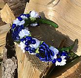 Ozdoby do vlasov - Kvetinová čelenka do vlasov v modrom - 11120688_
