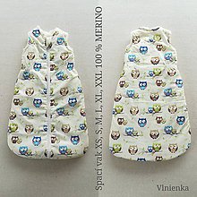 Detský textil - RUNO SHOP Spací vak pre deti a bábätká ZIMNÝ 100% MERINO na mieru SOVIČKA - 11124060_