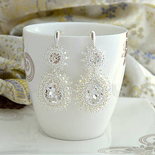 Náušnice - Tradičné svadobné náušnice s perlami a drobnými krištáľmi (Ag925) (Strieborné) - 11125596_