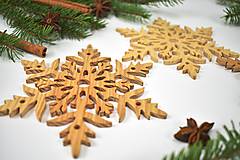 Dekorácie - Snehová vločka č.1 (sada 3ks) - drevená vianočná ozdoba - 11125176_