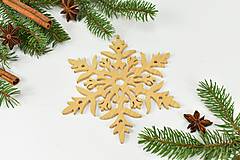 Dekorácie - Snehová vločka č.1 (sada 3ks) - drevená vianočná ozdoba - 11125180_