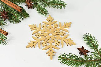 Dekorácie - Snehová vločka č.1 (sada 3ks) - drevená vianočná ozdoba (Javor 3ks) - 11125180_
