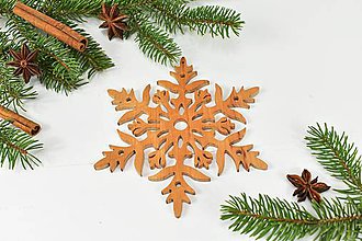Dekorácie - Snehová vločka č.1 (sada 3ks) - drevená vianočná ozdoba (Jelša 3ks) - 11125186_