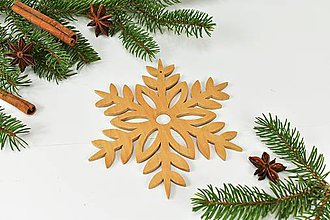 Dekorácie - Snehová vločka č.2 (sada 3ks) - drevená vianočná ozdoba (Jelša 3ks) - 11125244_