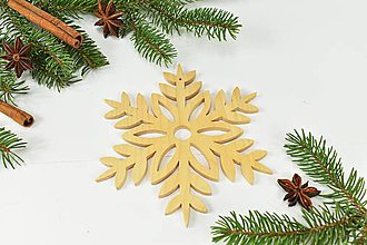 Dekorácie - Snehová vločka č.2 (sada 3ks) - drevená vianočná ozdoba - 11125249_