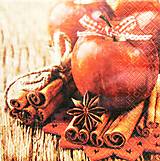 S828 - Servítky - jablko, škorica, vianoce, badyán, mašľa