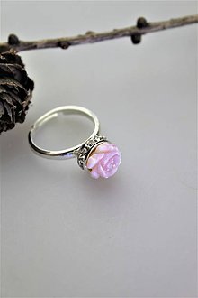 Prstene - ružová perleť prsteň striebro - nastaviteľný - 11130197_