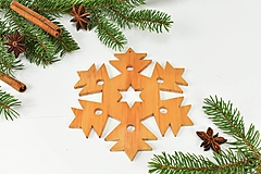 Dekorácie - Snehová vločka č.3 (sada 3ks) - drevená vianočná ozdoba - 11129493_
