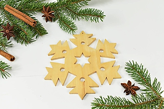 Dekorácie - Snehová vločka č.3 (sada 3ks) - drevená vianočná ozdoba (Javor 3ks) - 11129495_