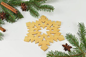Dekorácie - Snehová vločka č.4 (sada 3ks) - drevená vianočná ozdoba (Javor 3ks) - 11129539_