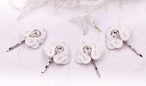 Ozdoby do vlasov - Svadobné soutache sponky do účesu - 11126662_