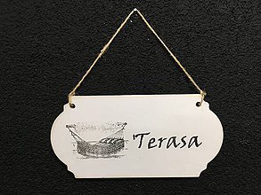 Dekorácie - Tabuľka “ Terasa “  (Biela) - 11132439_