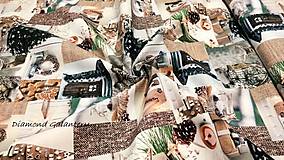 Textil - Bavlnená režná digitálna tlač - Vianočný patchwork III - cena za 10 cm - 11132471_