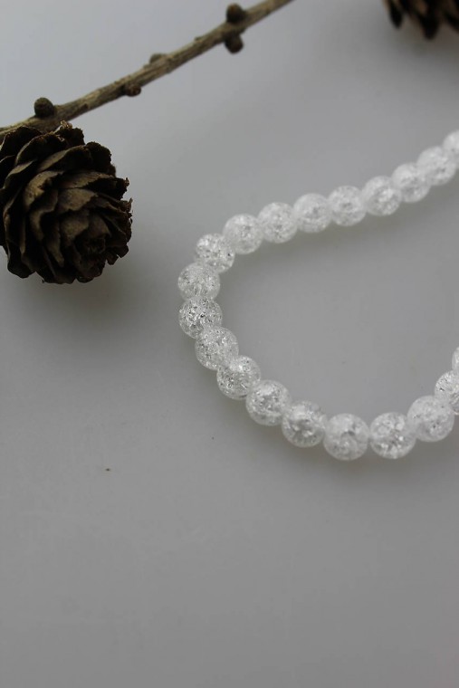 Minerály - krištál praskaný 6 mm korálky, limitované množtvo! - 11130759_